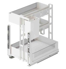 Выдвижная корзина 400 мм Talisman серия GLX со стеклом, мультифункциональная белый матовый 851-40-02