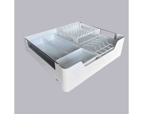 Выдвижная корзина-сушка 600 мм Talisman серия GLX, со стеклом, белый матовый, с лотками 856-60-02